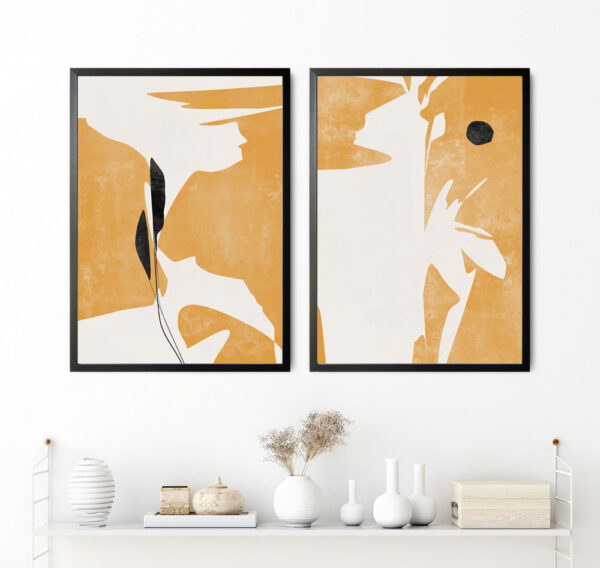 Illustrative and abstract poster design in soft colors