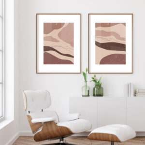 Illustrative and abstract poster design in soft colors