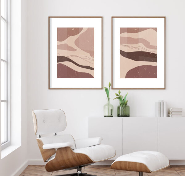 Illustrative and abstract poster design in soft colors