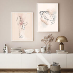 Illustrative and abstract poster design in soft colors