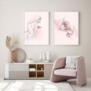 Illustrative and abstract poster design in soft colors