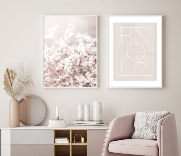 Illustrative and abstract poster design in soft colors