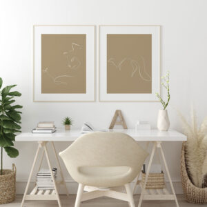 Illustrative and abstract poster design in soft colors