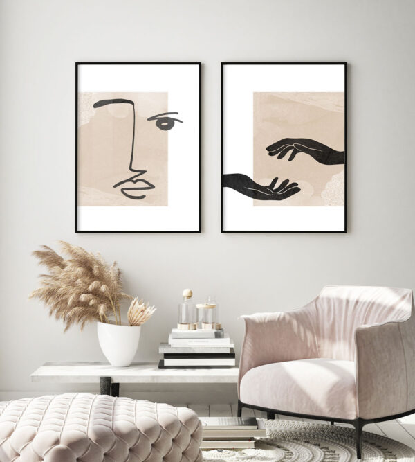 Illustrative and abstract poster design in soft colors