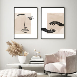 Illustrative and abstract poster design in soft colors