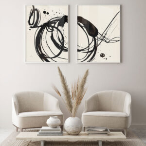 Illustrative and abstract poster design in soft colors