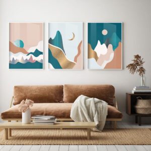 Illustrative and abstract poster design in soft colors