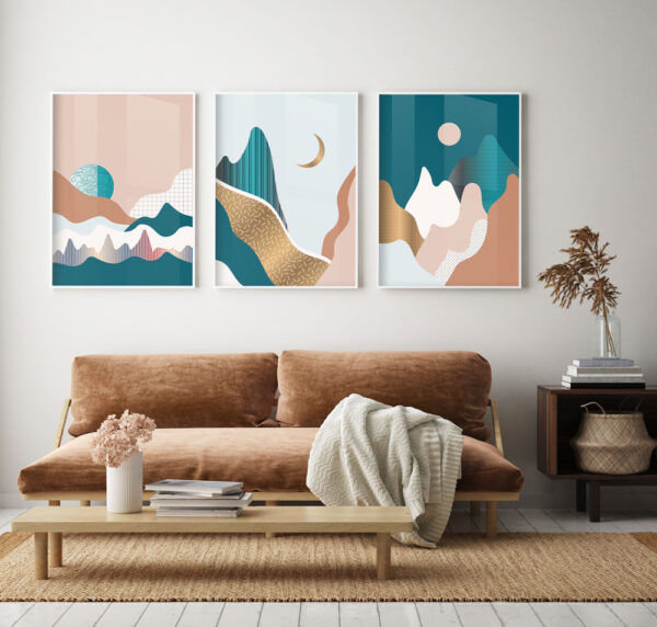 Illustrative and abstract poster design in soft colors