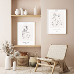 Illustrative and abstract poster design in soft colors