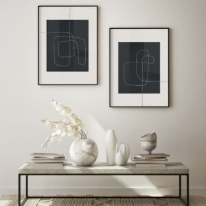 Illustrative and abstract poster design in soft colors