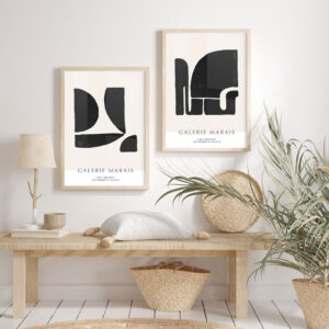 Illustrative and abstract poster design in soft colors