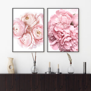 Illustrative floral poster in soft pink colors