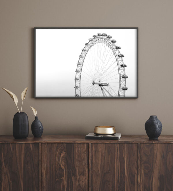 Ferris wheel poster in black and white colors