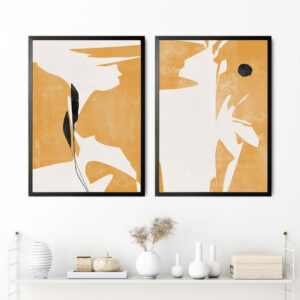 Illustrative and abstract poster design in soft colors