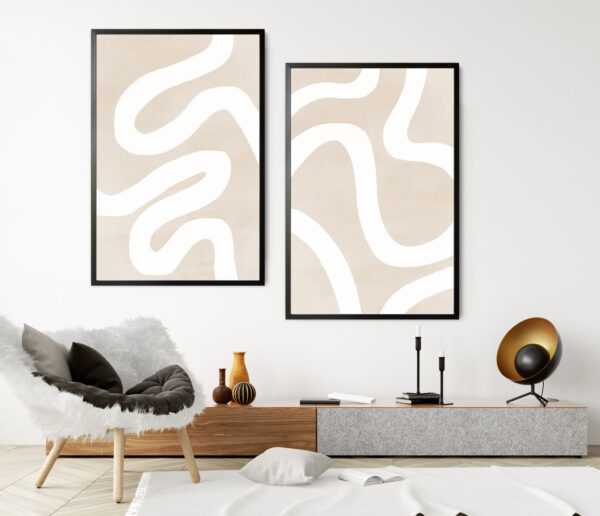 Illustrative and abstract poster design in soft colors