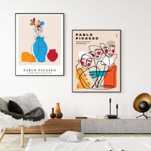 Illustrative and abstract poster design in soft colors