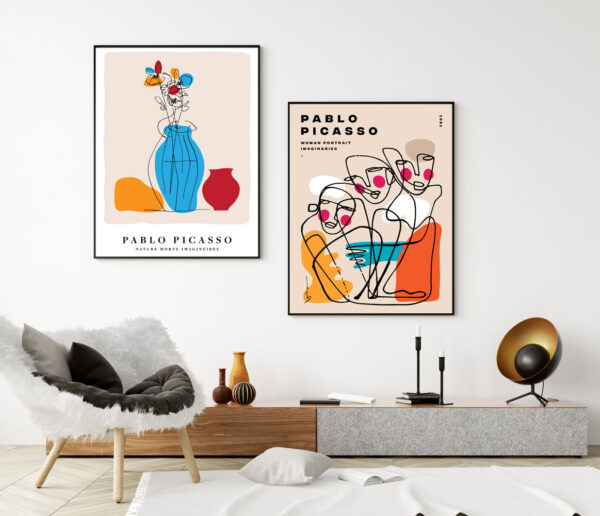 Illustrative and abstract poster design in soft colors