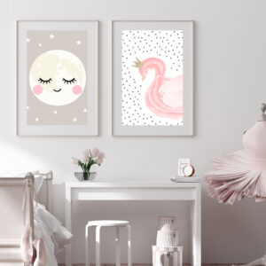 Illustrative and abstract poster design in soft colors