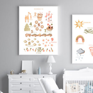 Illustrative and abstract poster design in soft colors