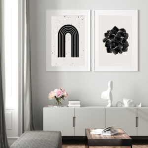 Illustrative and abstract poster design in soft colors