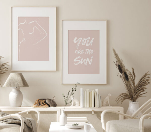 Illustrative and abstract poster design in soft colors