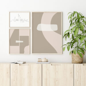 Illustrative and abstract poster design in soft colors