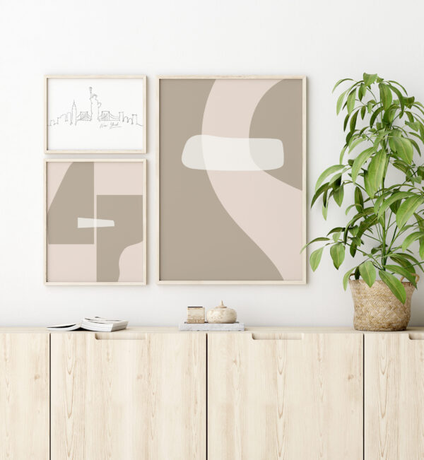 Illustrative and abstract poster design in soft colors