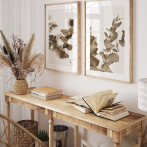 Scandinavia style poster on your wall with stylish wooden picture frame.